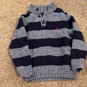 Polo by Ralph Lauren Navy and Gray Striped Kids Sweater